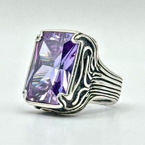 Silpada Retired Vintage R201 Lavender  Sterling Silver & Purple CZ Ring Size 7